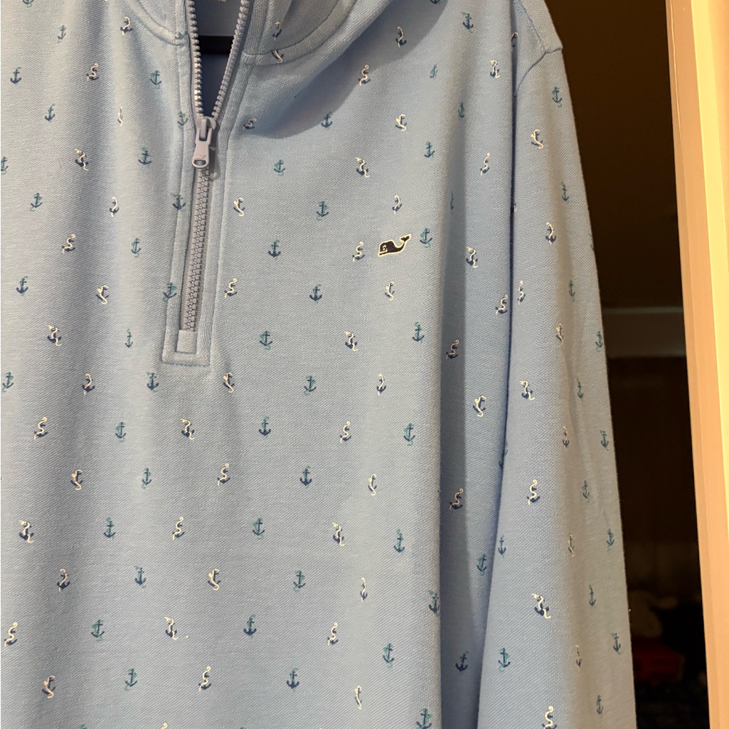 Vineyard Vines Light Blue Anchor Half-Zip Pullover